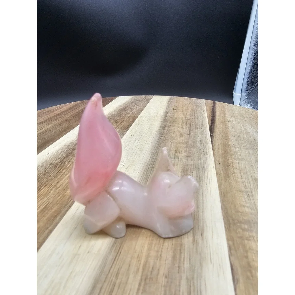 Vintage Carved Pink Alabaster Cat‎ Figurine